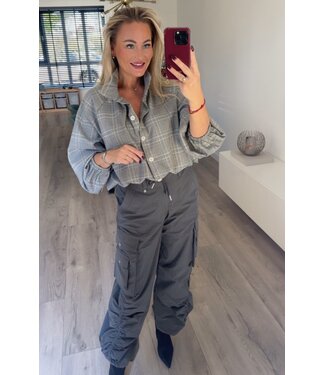 Geruite cropped blouse