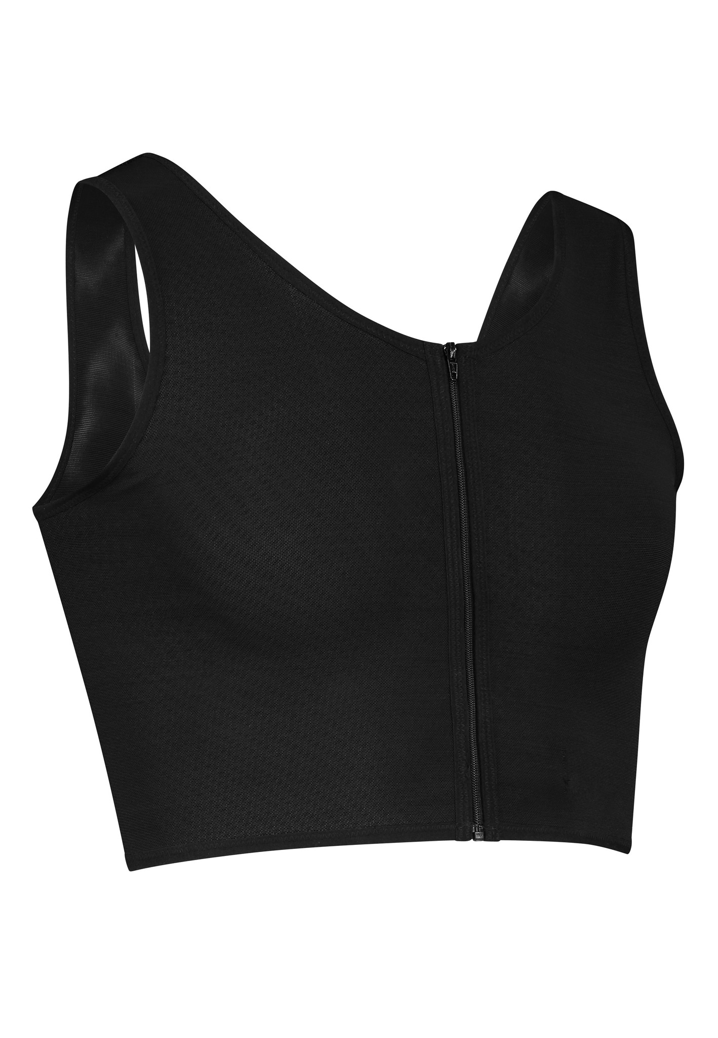 Short, comfortable, FtM chest binder with zipper at front Danae Trans