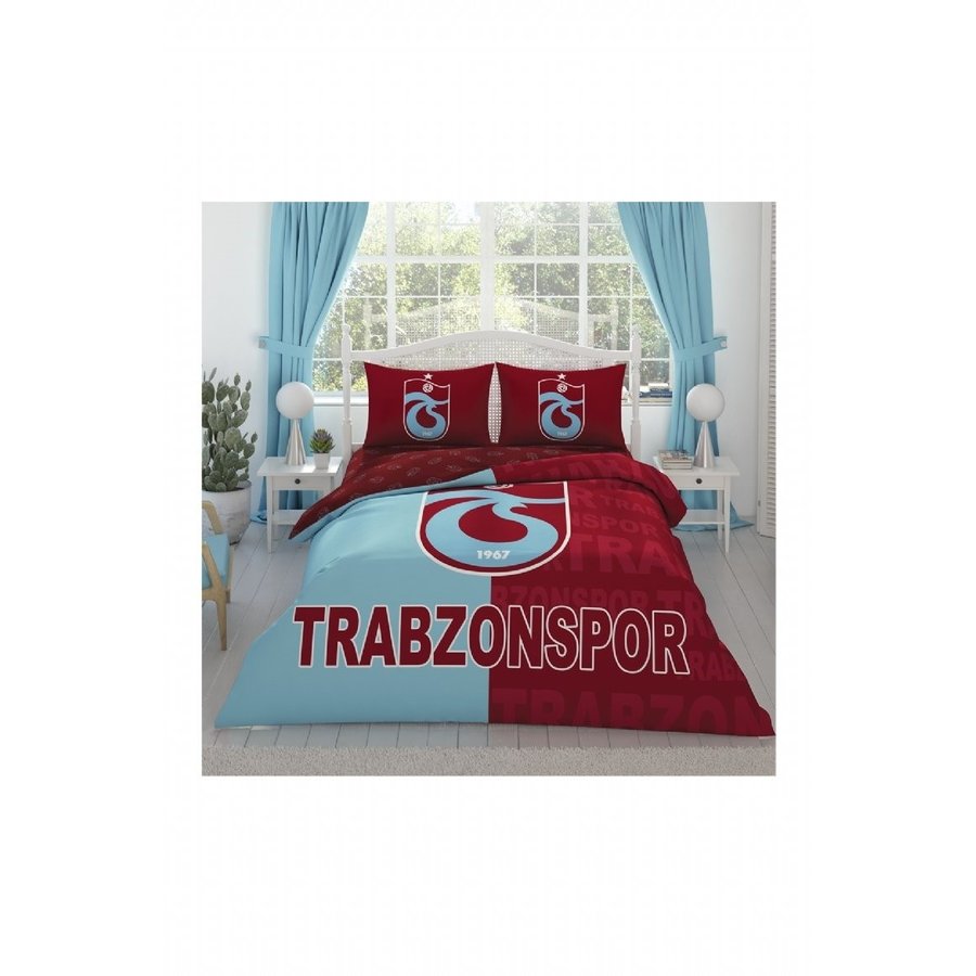 Trabzonspor Taç Licensed Double Bed Clothes Set Striped