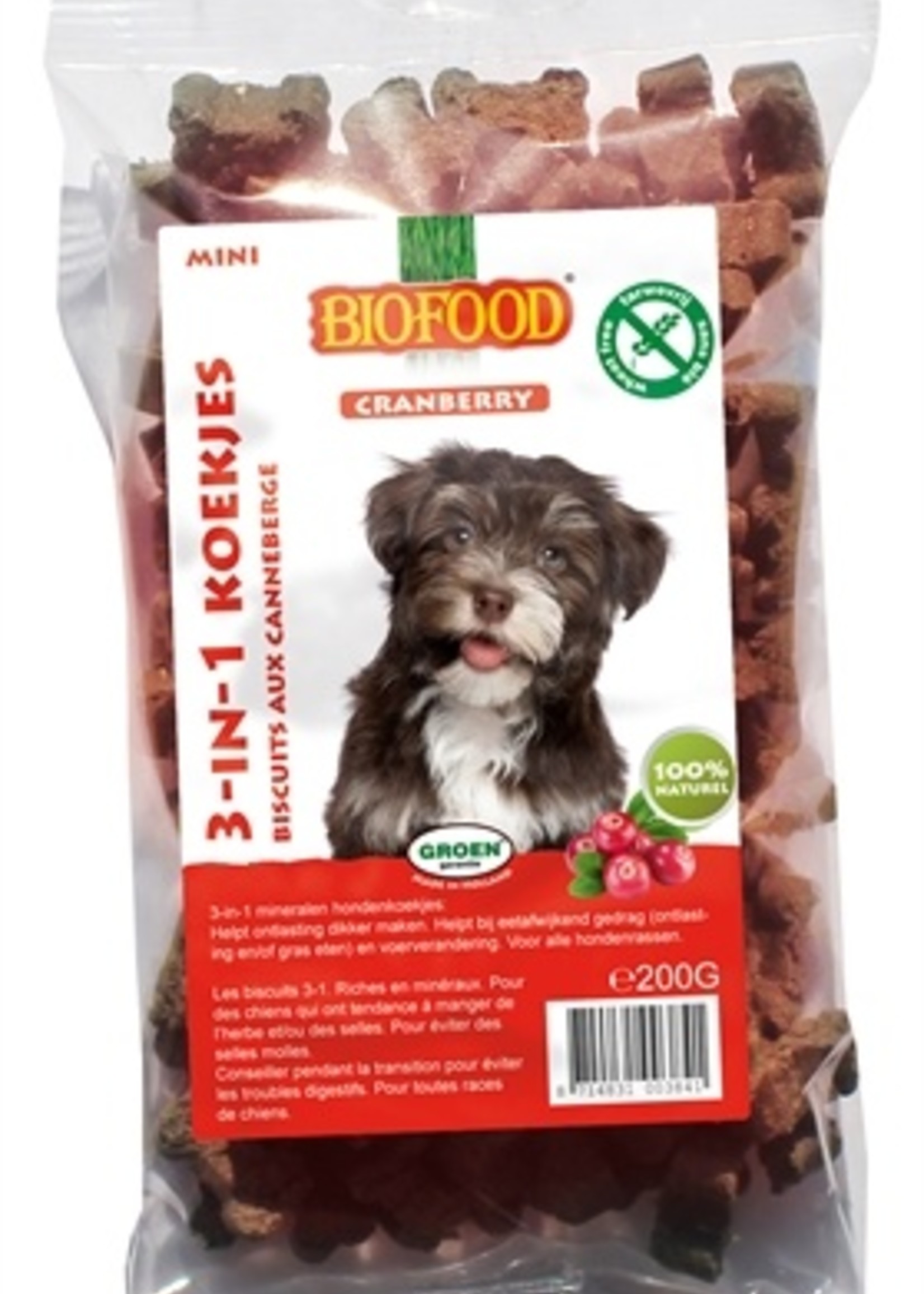 Biofood Biofood 3 in 1 hondenkoekjes met cranberry mini