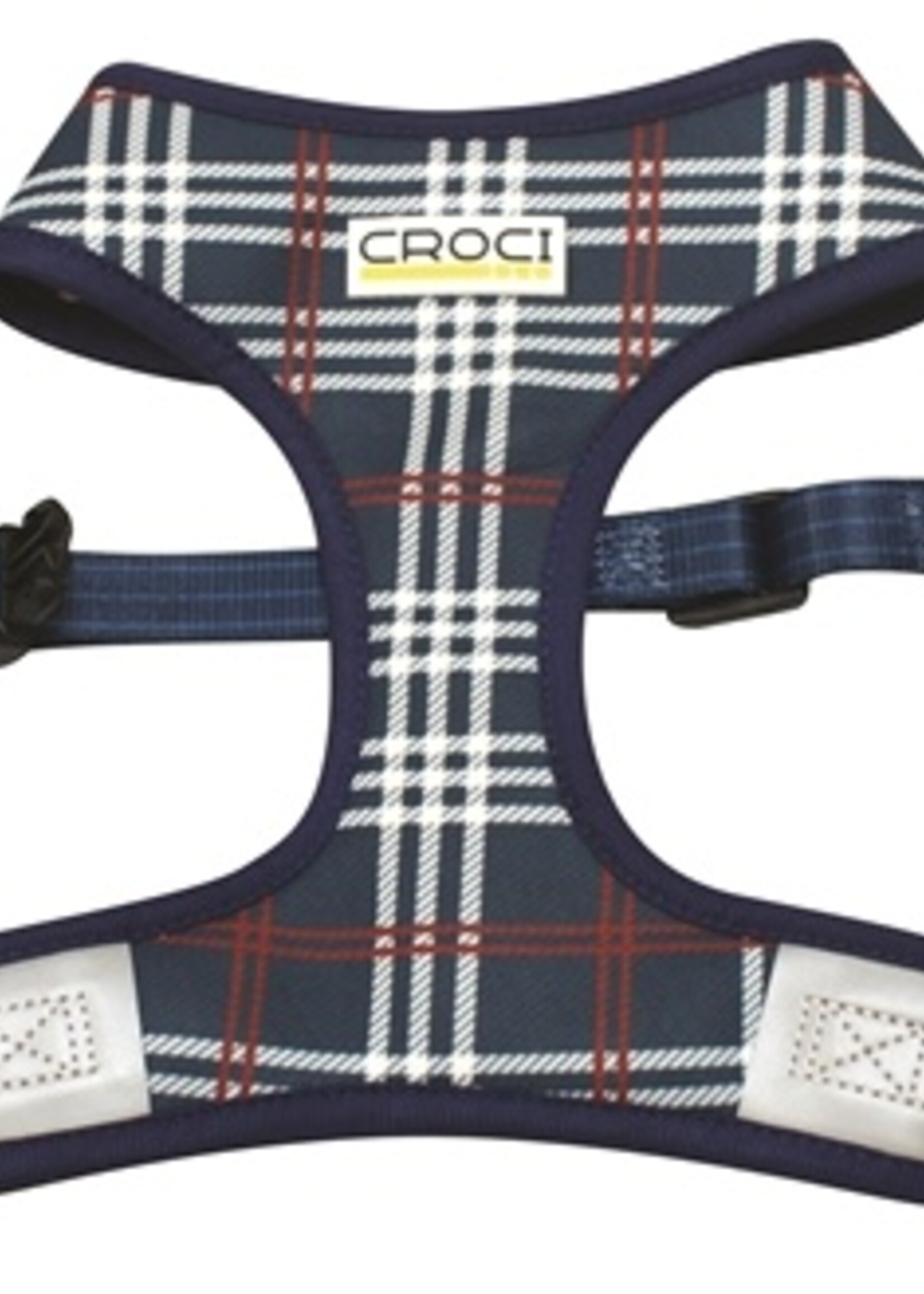 Croci Croci hondentuig cambridge tweezijdig ruit / visgraat blauw / rood