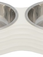 Trixie Trixie voerbak hond dubbel melamine / rvs wit