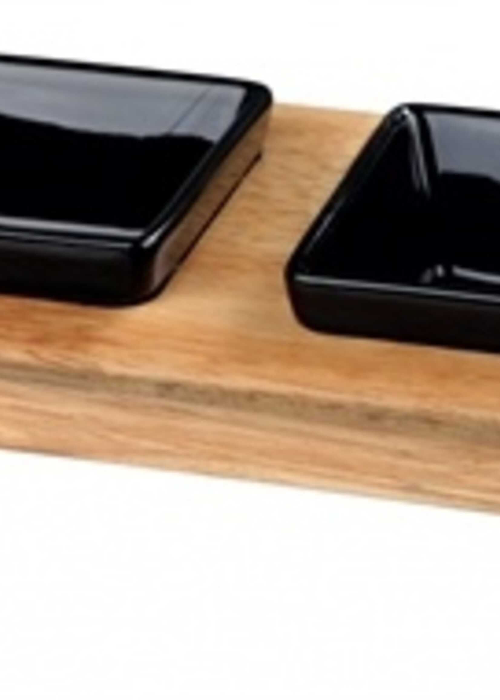 Trixie Trixie voerset keramiek met houten onderstel zwart