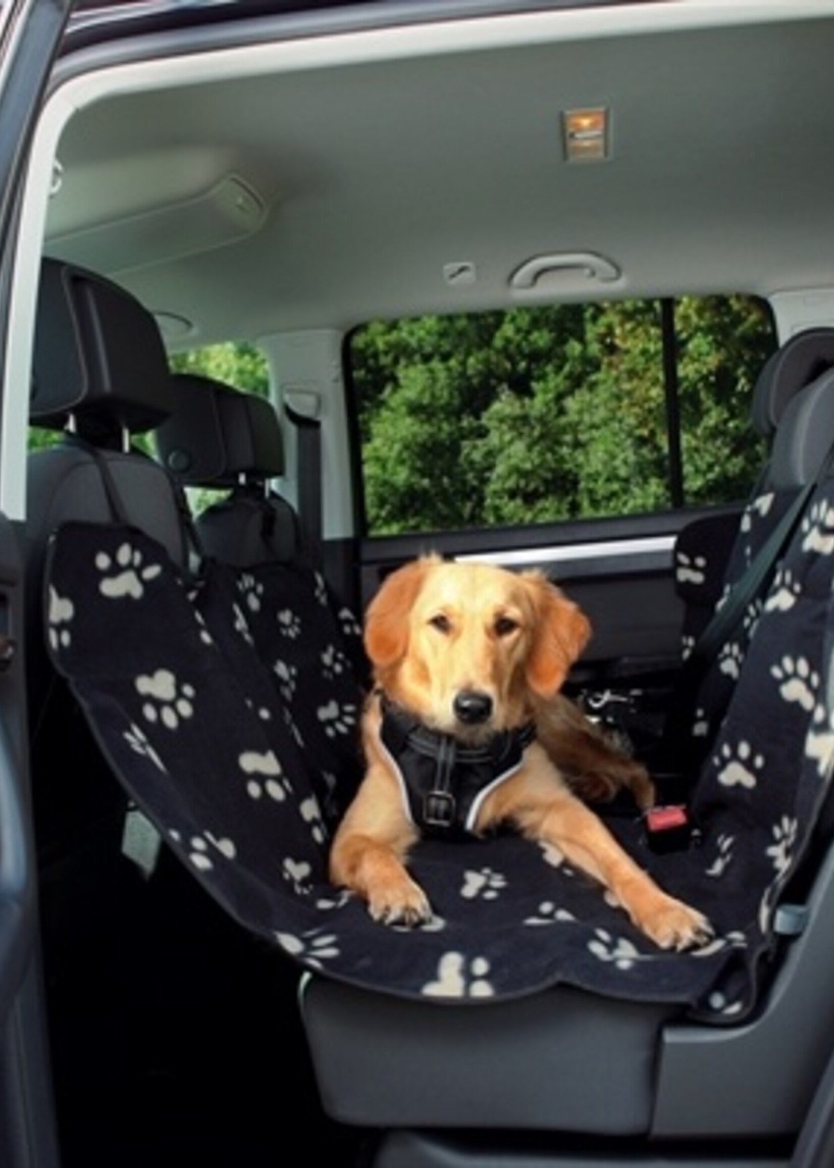 Trixie Trixie autodeken pootprint zwart / beige