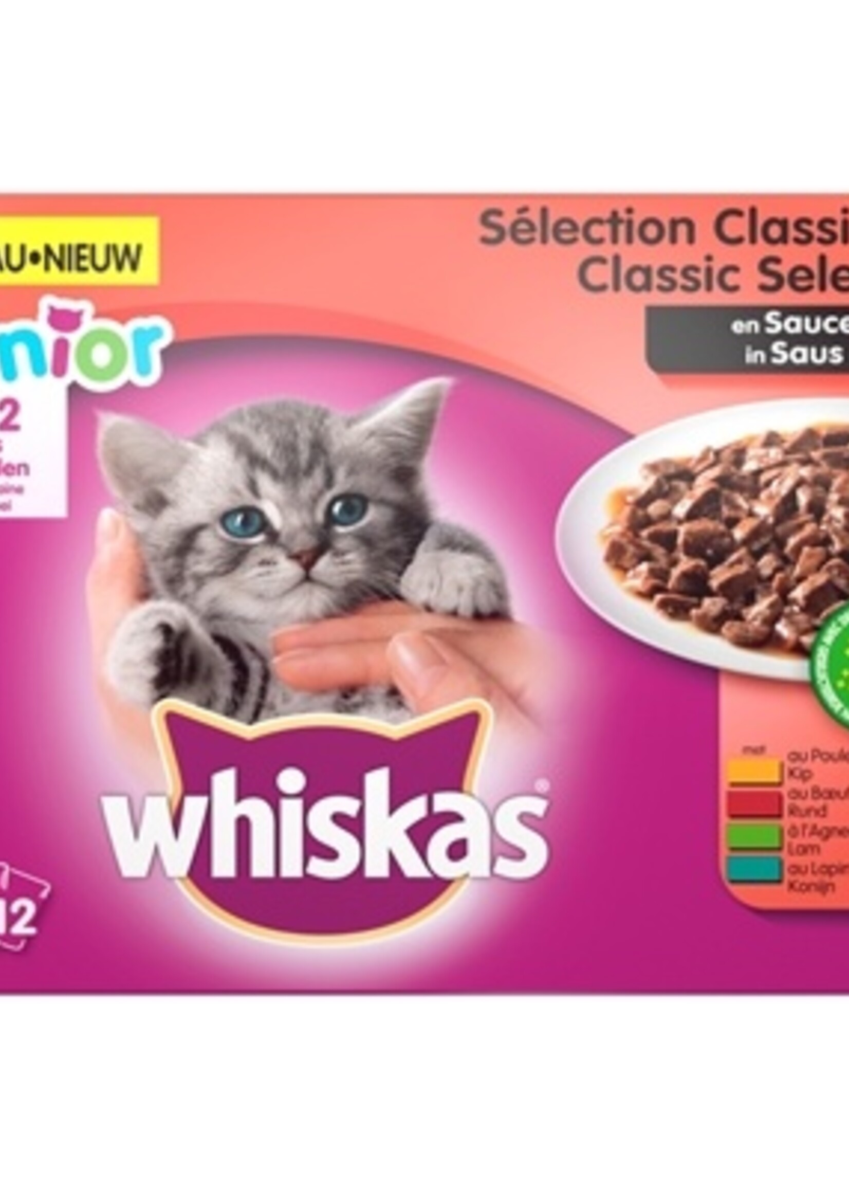 Whiskas 4x whiskas multipack pouch junior classic selectie vlees in saus