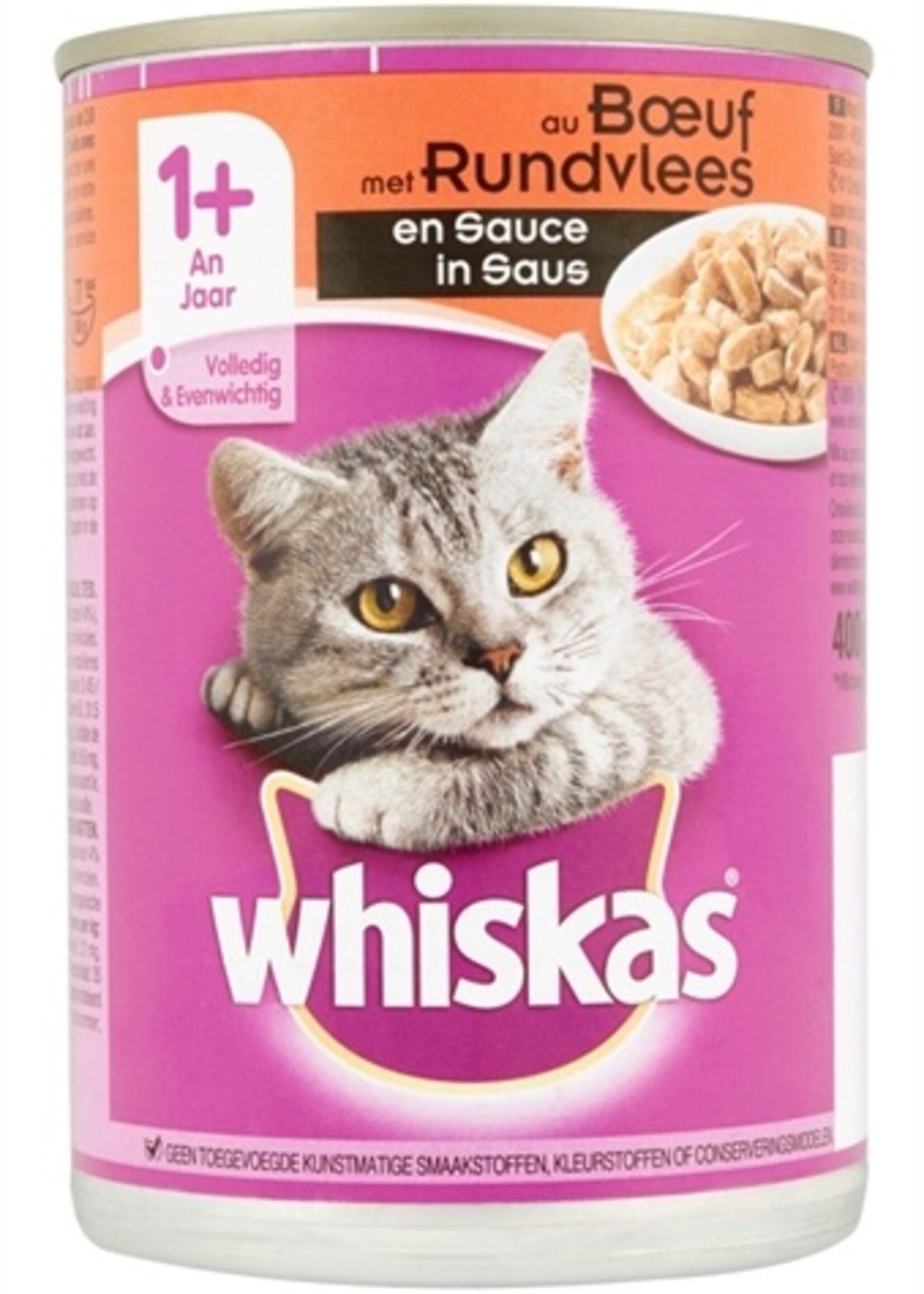Whiskas 12x whiskas blik adult rund in saus