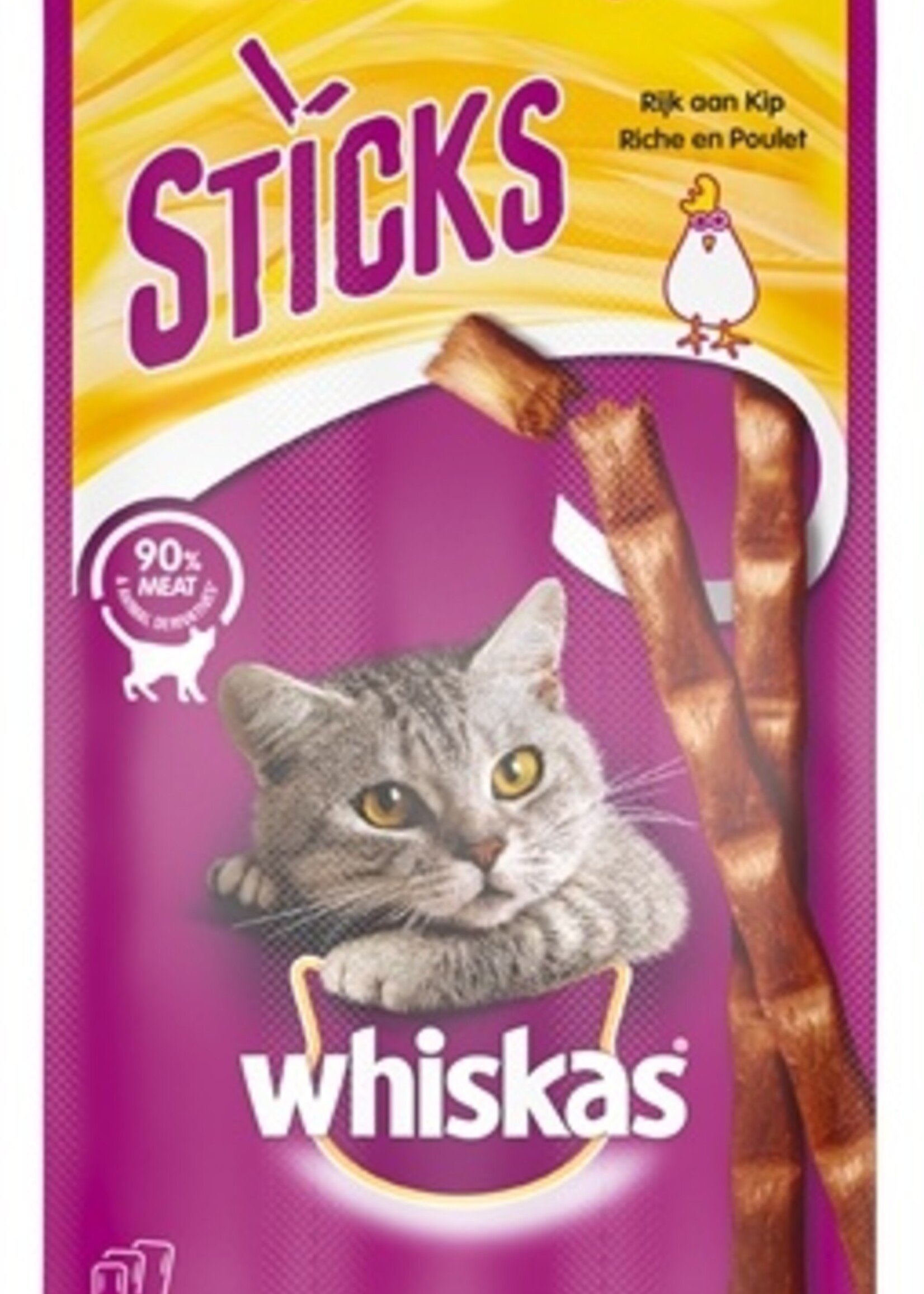 Whiskas 28x whiskas snack sticks rijk aan kip