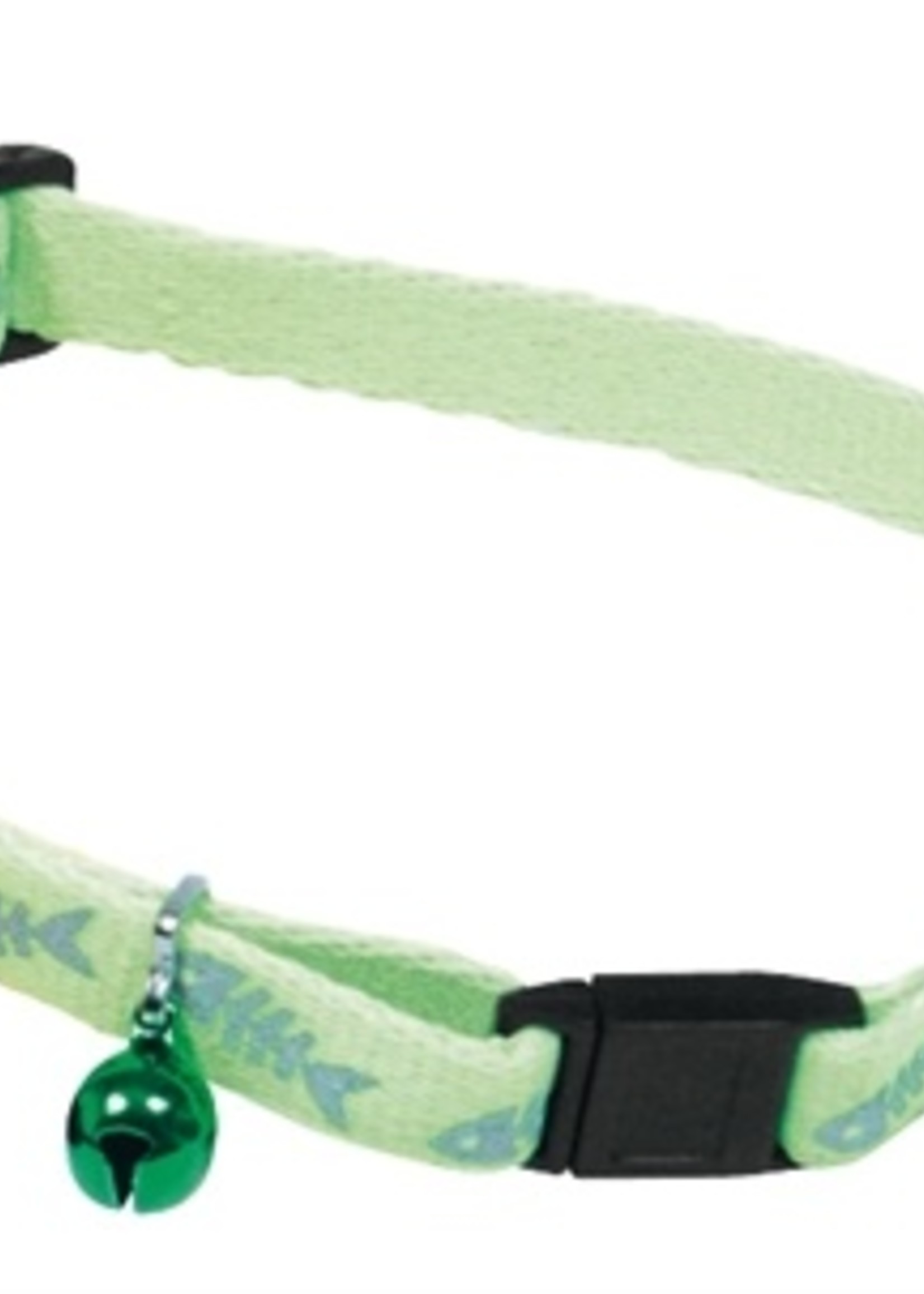Martin sellier Kattenhalsband fluorisend groen met visgraat print