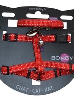 Bobby Bobby kattentuig en looplijn nylon reflecterend rood