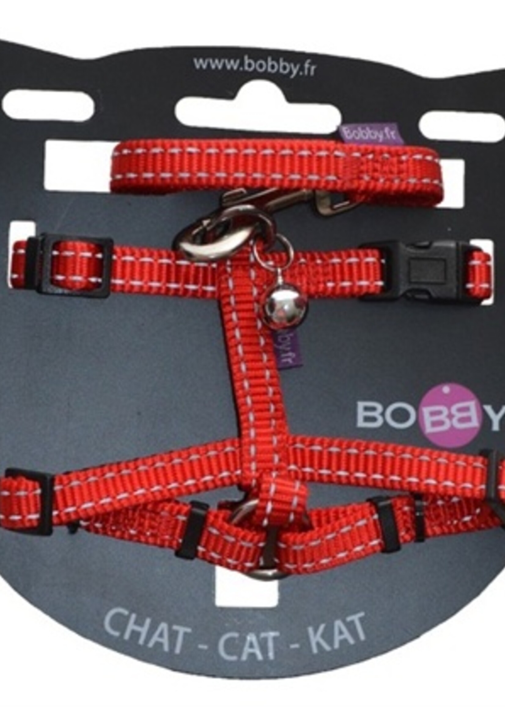 Bobby Bobby kattentuig en looplijn nylon reflecterend rood