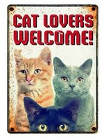 Plenty gifts Plenty gifts waakbord blik cat lovers welcome