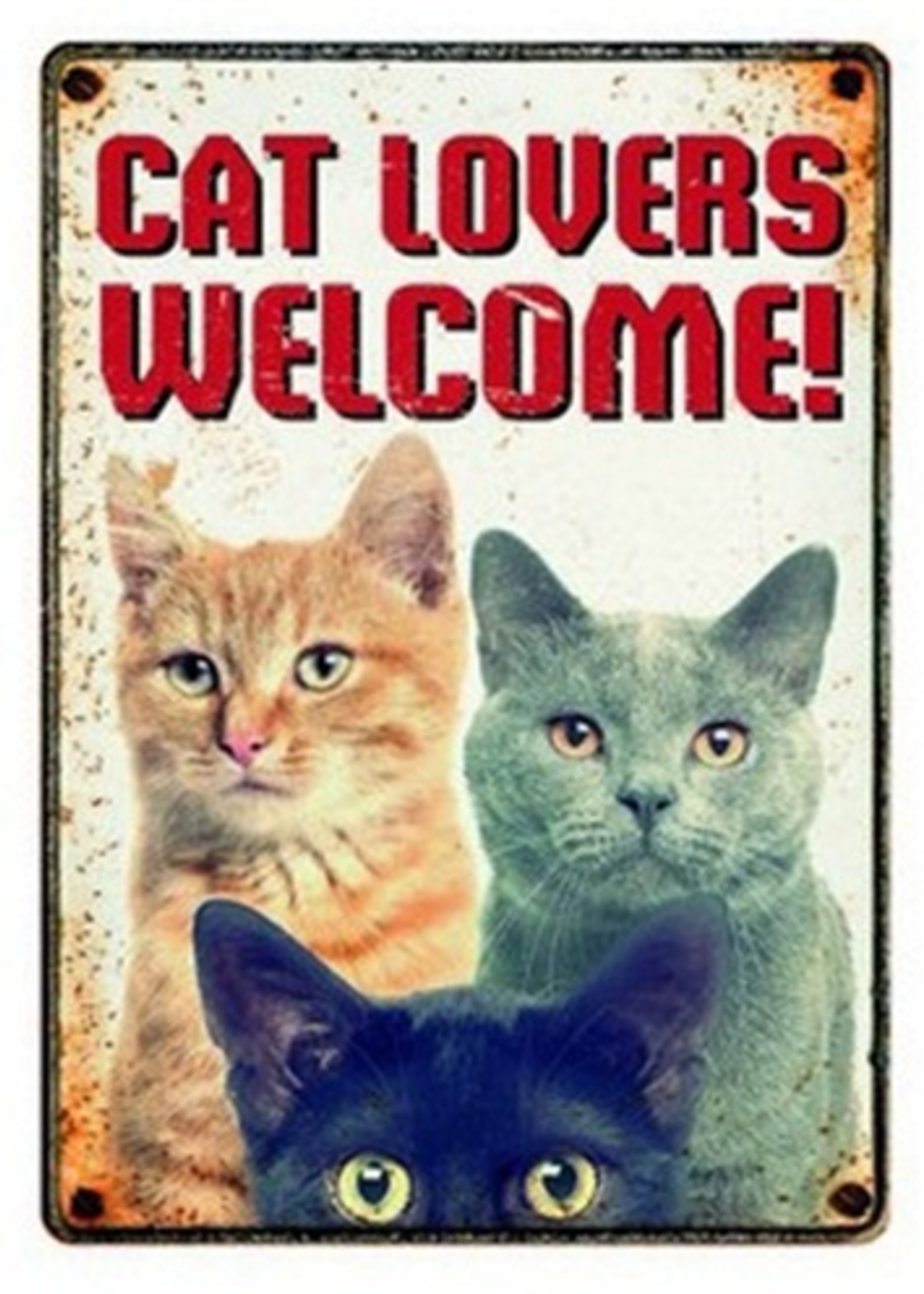 Plenty gifts Plenty gifts waakbord blik cat lovers welcome