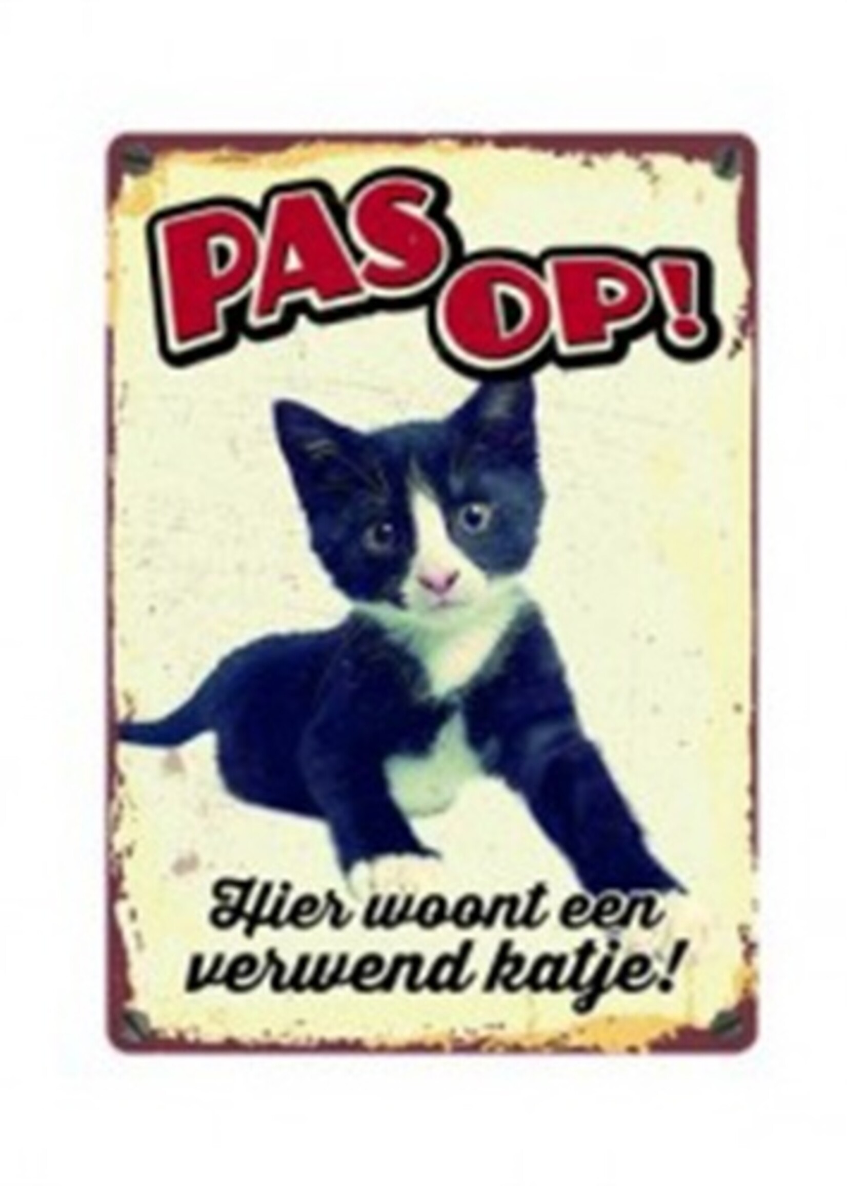 Plenty gifts Plenty gifts waakbord blik verwend katje