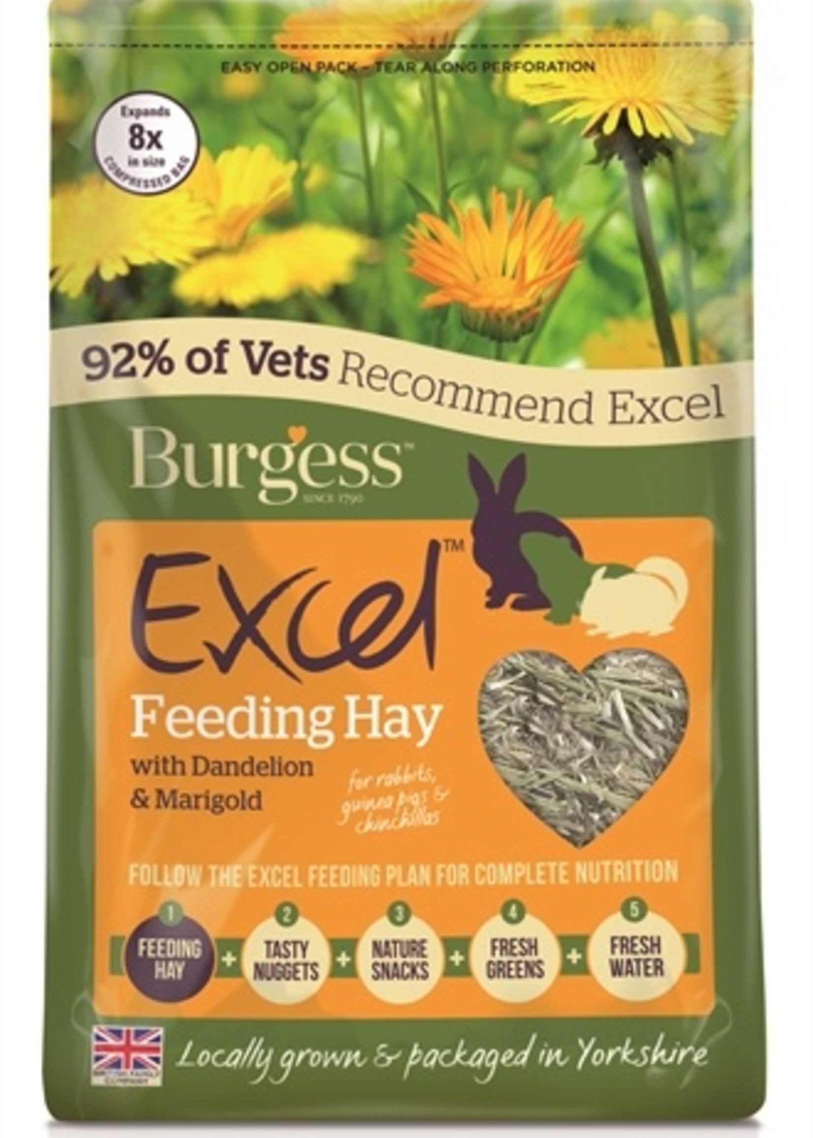 Burgess Burgess excel feeding hay paardenbloem en goudsbloem