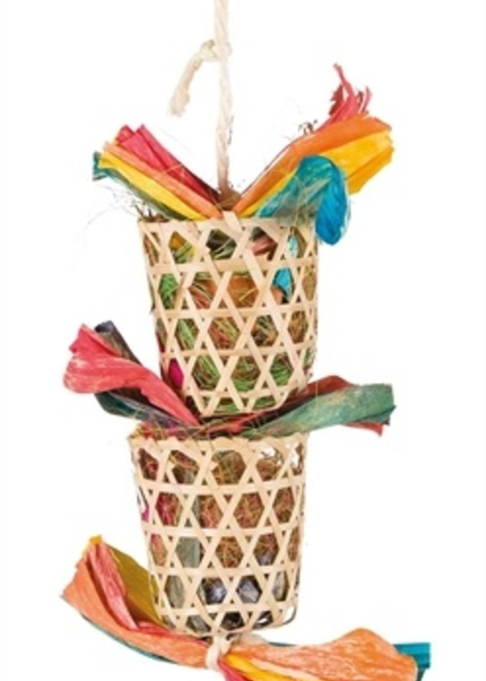 Trixie Trixie vogel natuurspeelgoed aan sisalkoord palmblad / maÏslies