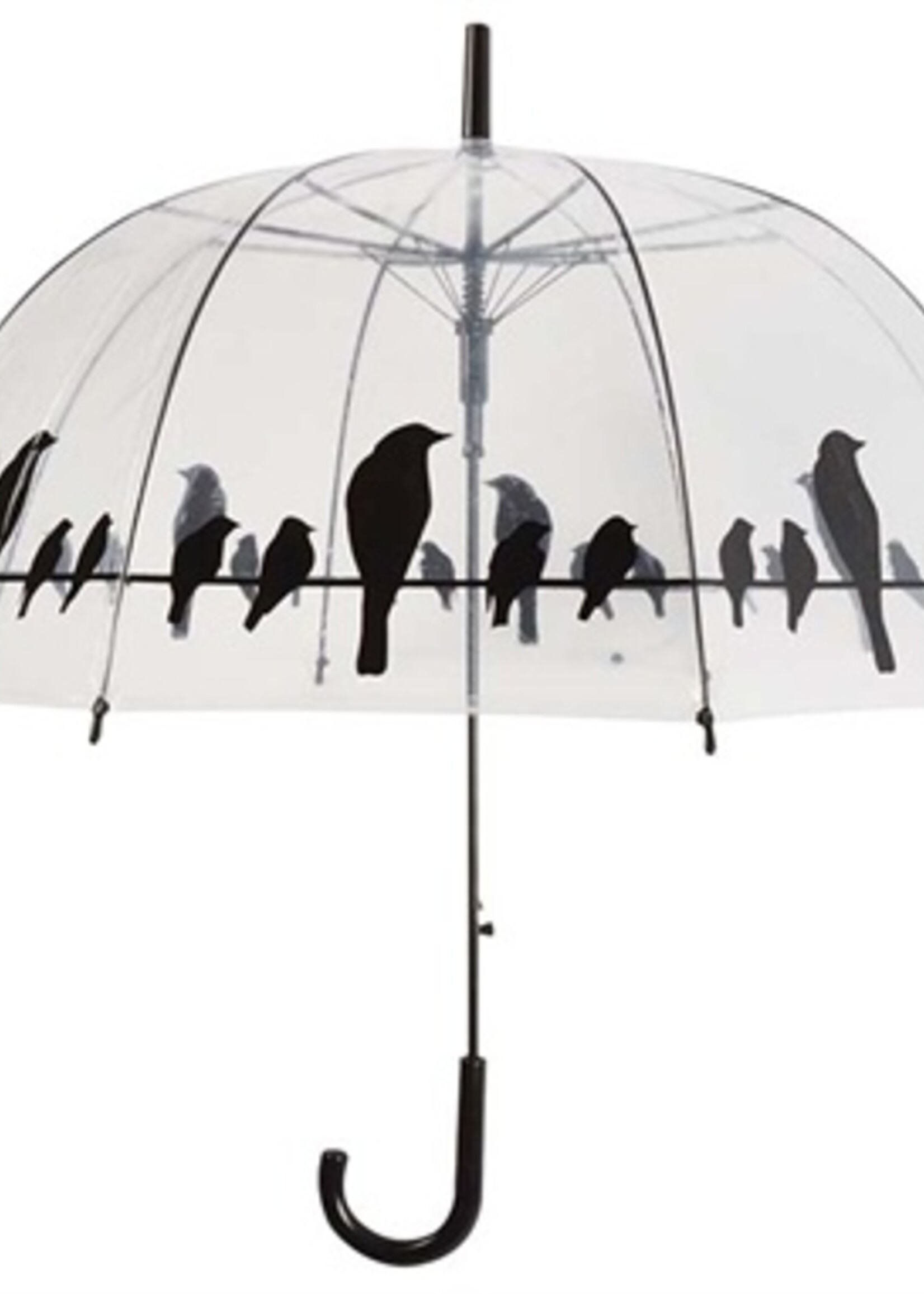 Merkloos Paraplu vogels op draad transparant / zwart
