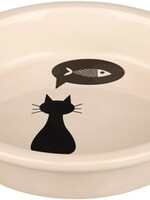 Trixie Trixie voerbak keramiek wit met silhouette kat