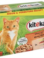 Kitekat 4x kitekat pouch multipack vlees en vis in saus