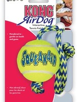 Kong Kong air squeaker ball met touw geel/blauw