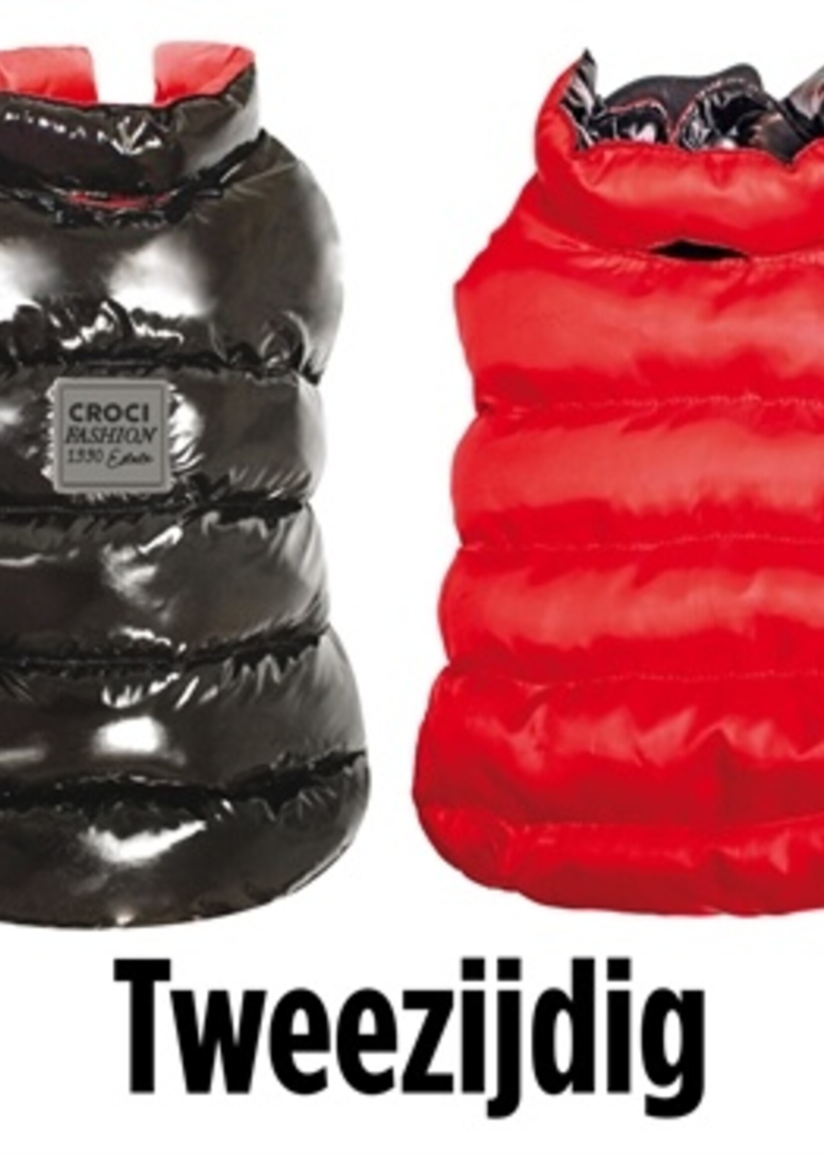 Croci Croci hondenjas black glaze zwart rood omkeerbaar