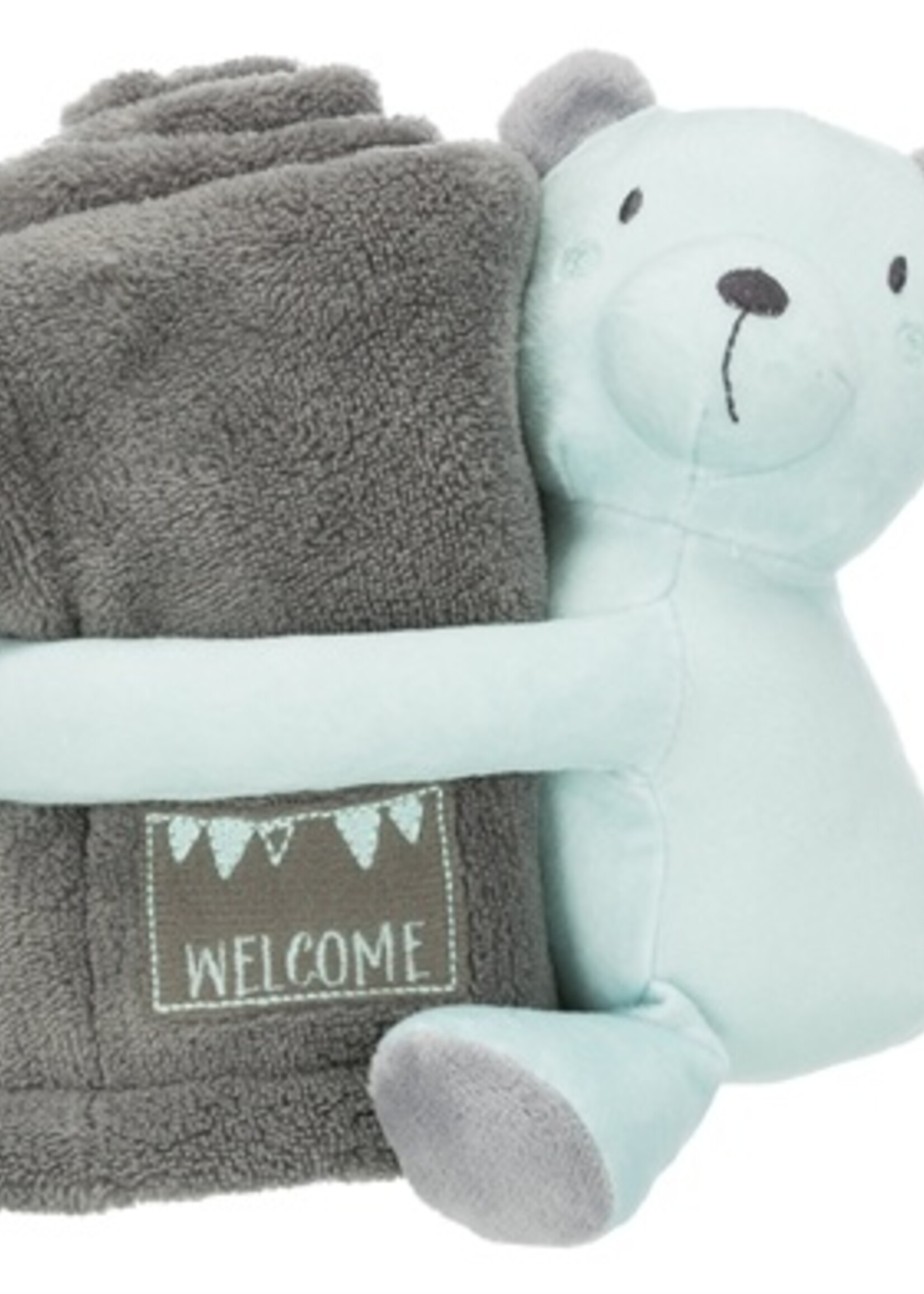 Trixie Trixie junior speelset deken en beer grijs / mintgroen