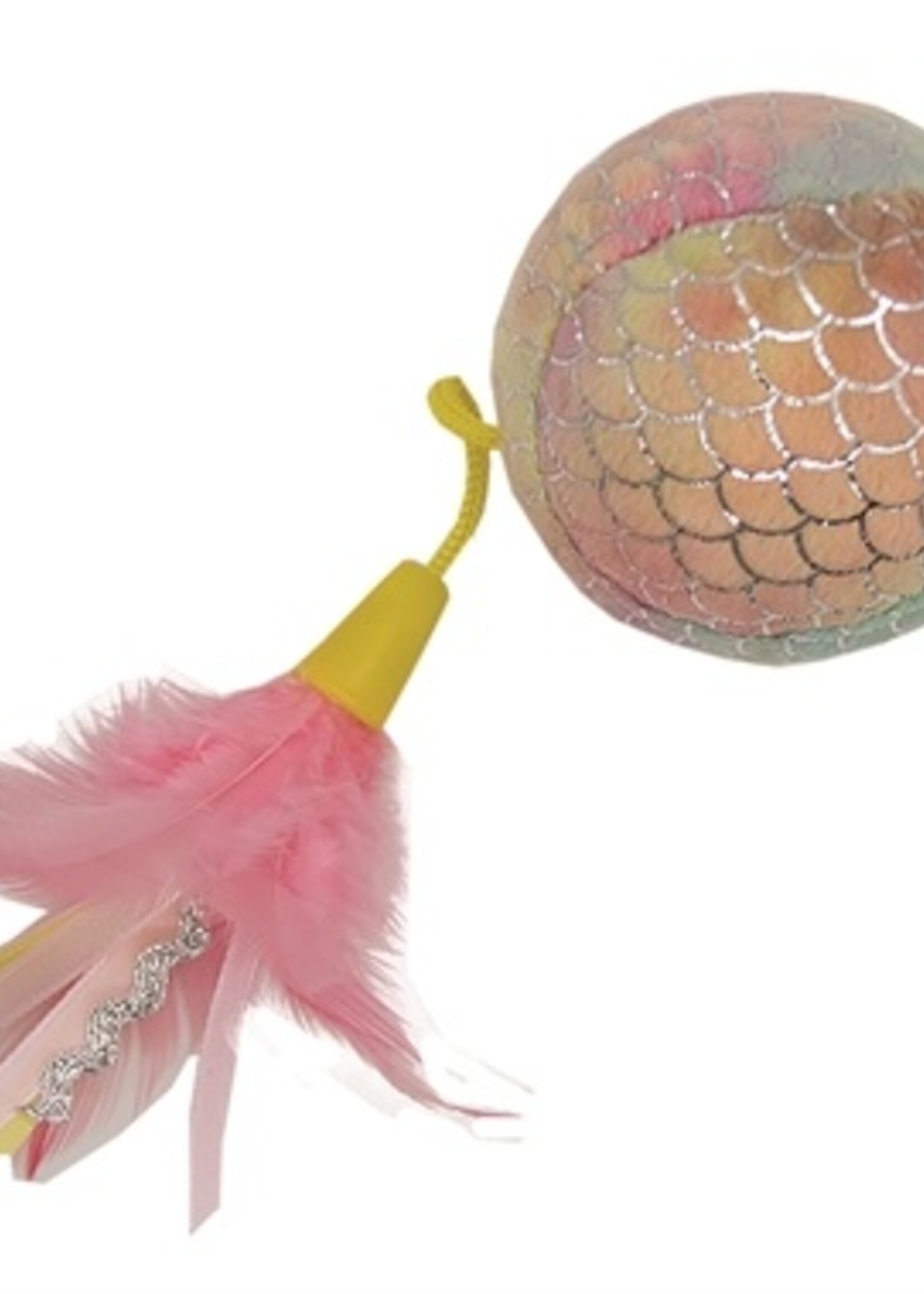 Happy pet Happy pet mermaid bal groot met veren roze