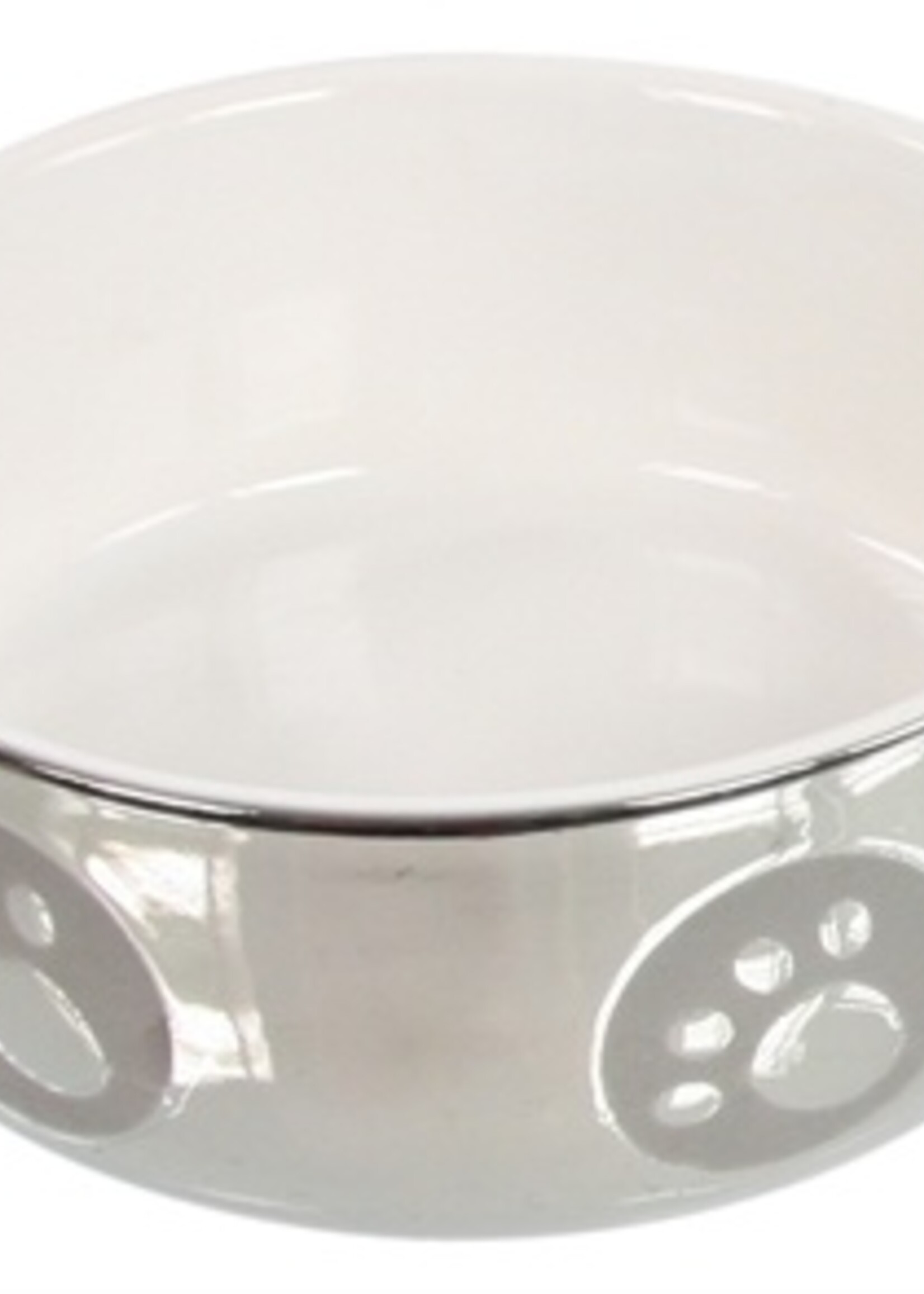 Merkloos Katteneetbak royal zilver/wit