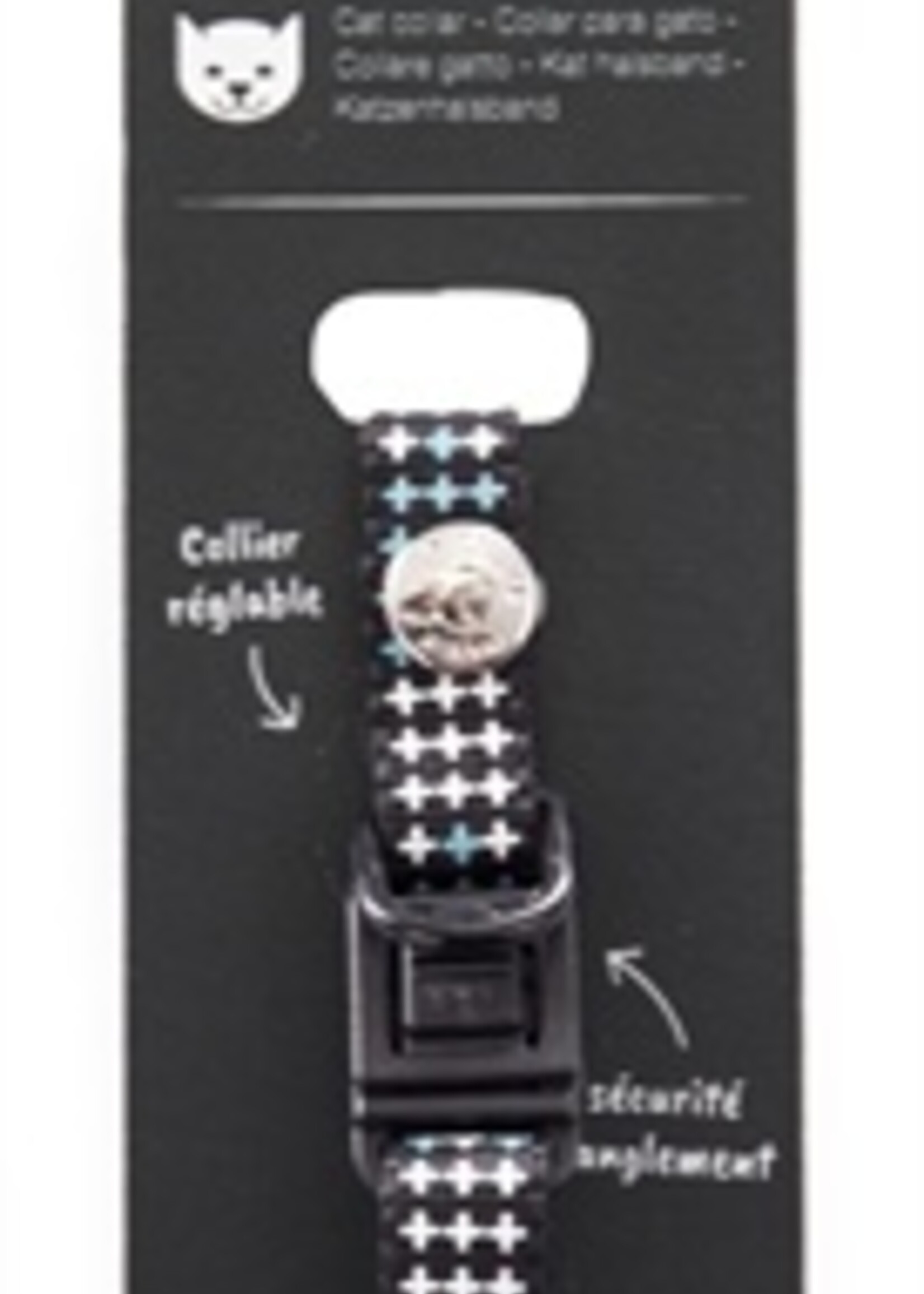 Martin sellier Martin sellier halsband kat kruis blauw / zwart