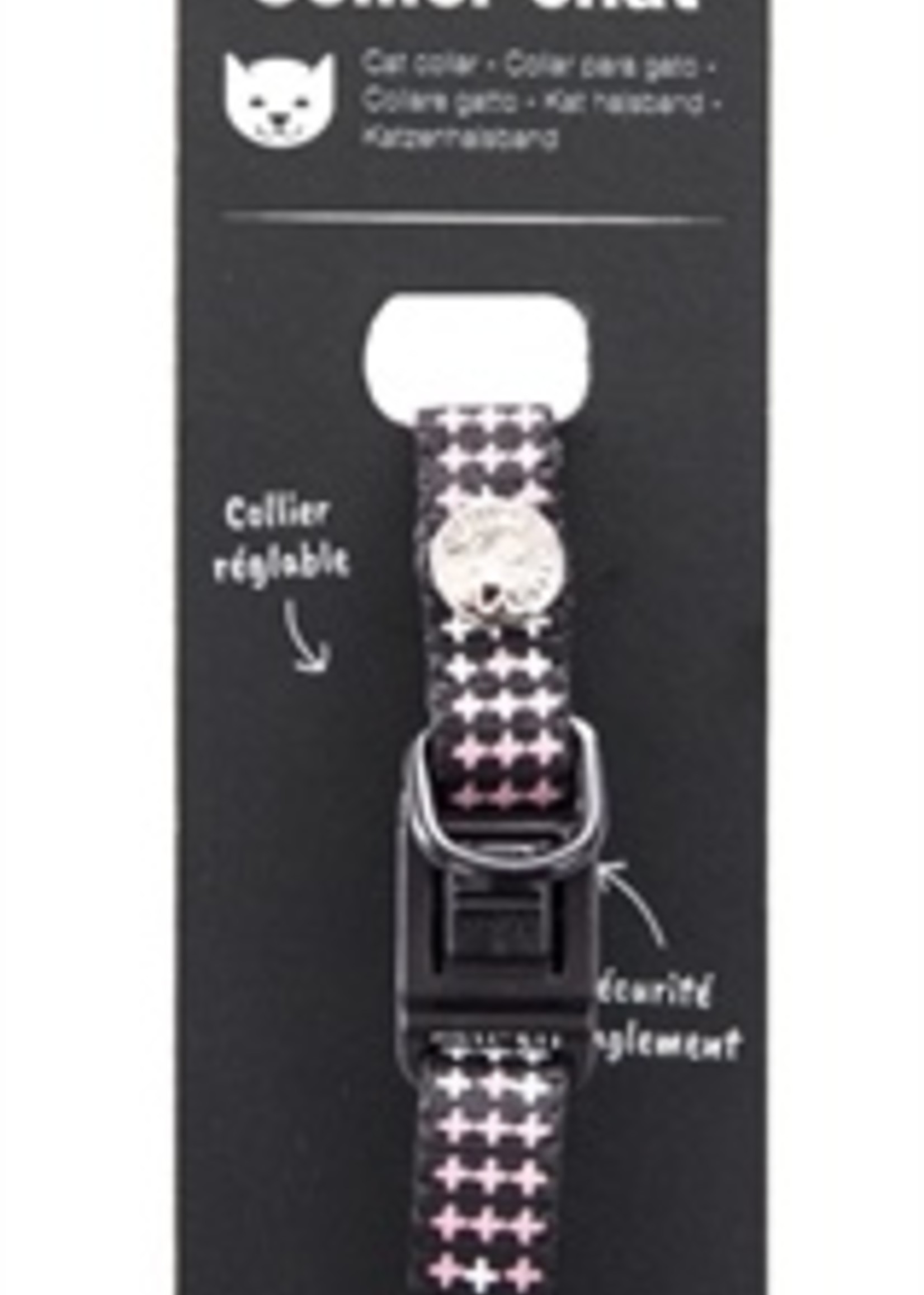 Martin sellier Martin sellier halsband kat kruis roze / zwart