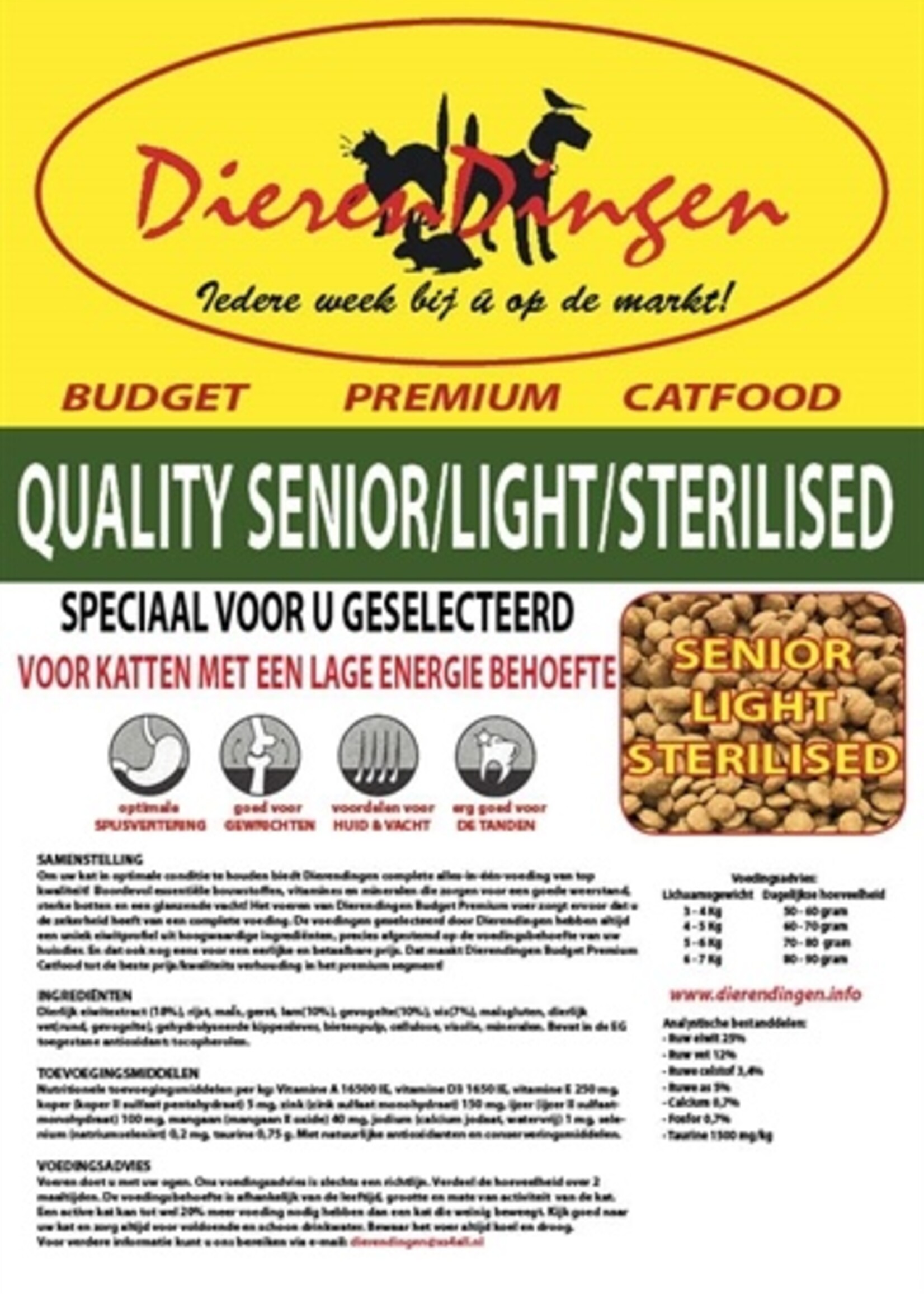 Merkloos Budget premium catfood quality senior / light / sterilised