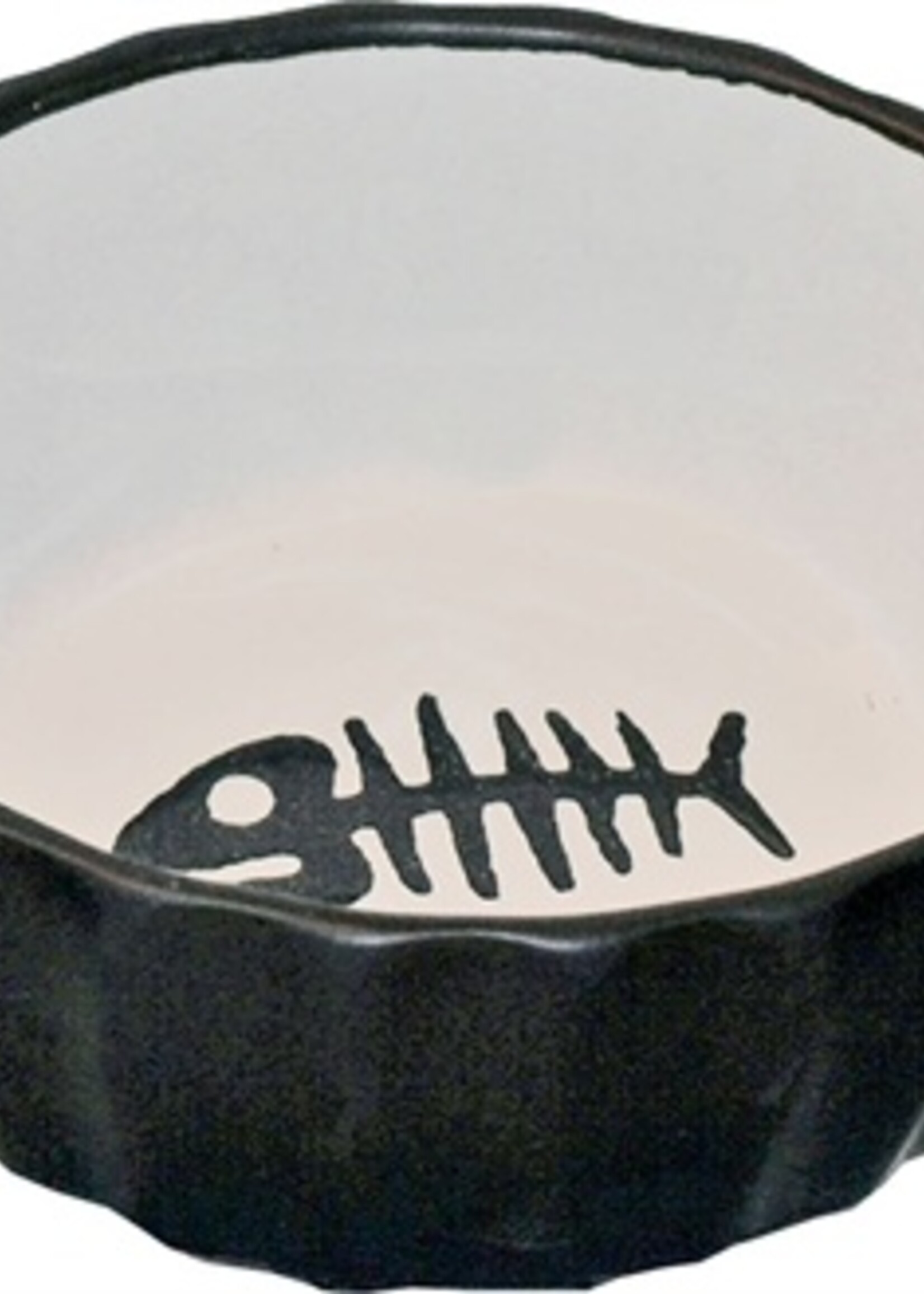 Merkloos Katteneetbak zwart/wit met vis