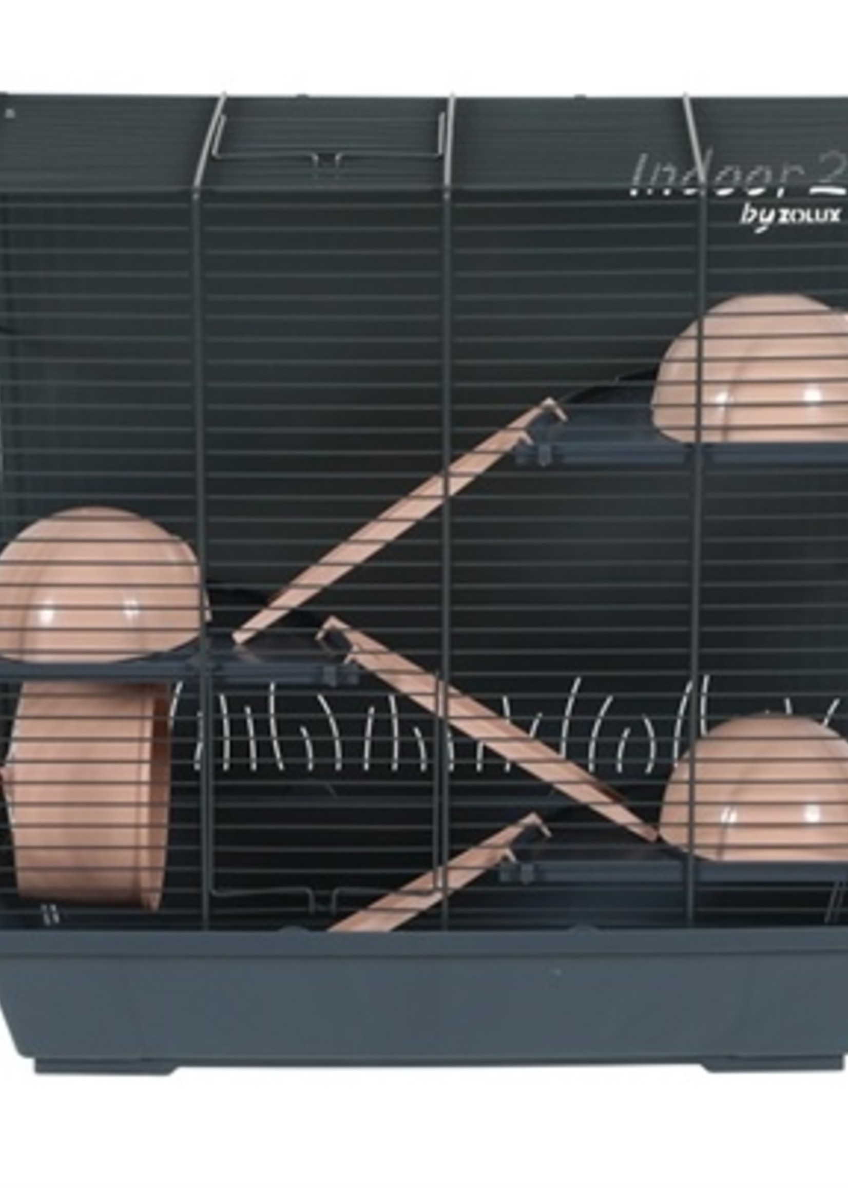 Zolux Zolux knaagdierkooi indoor2 triplex hamster grijs / roze