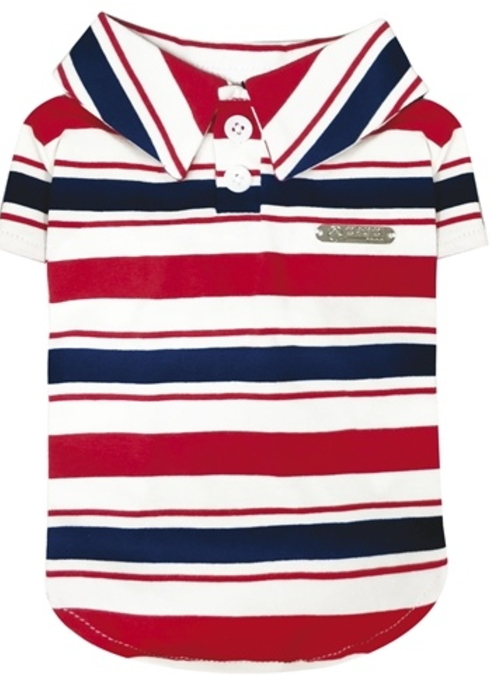 Croci Croci t-shirt hond dylan gestreept rood / wit / donkerblauw