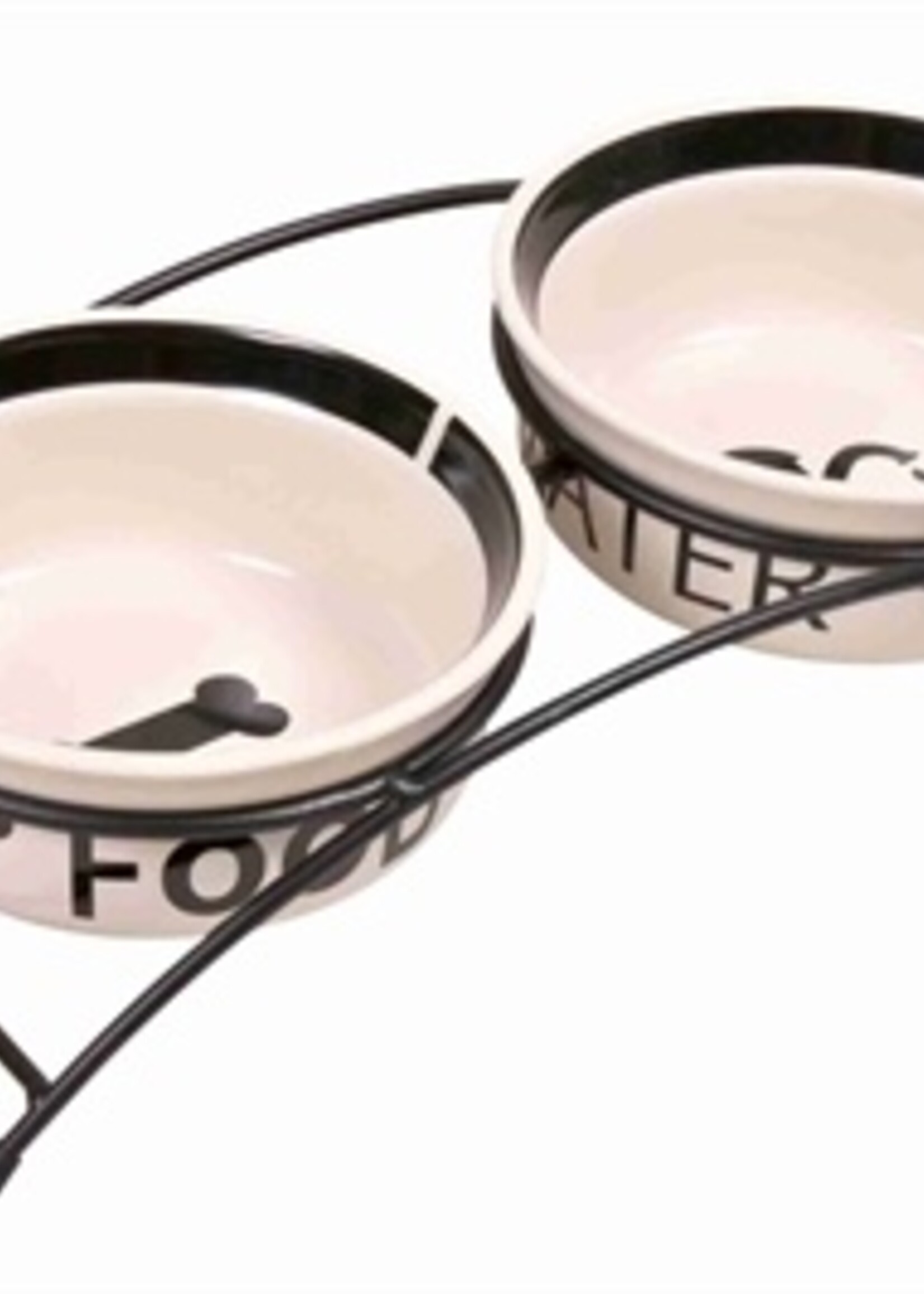 Trixie Trixie voerbak / drinkbak set eat on your feet wit / zwart