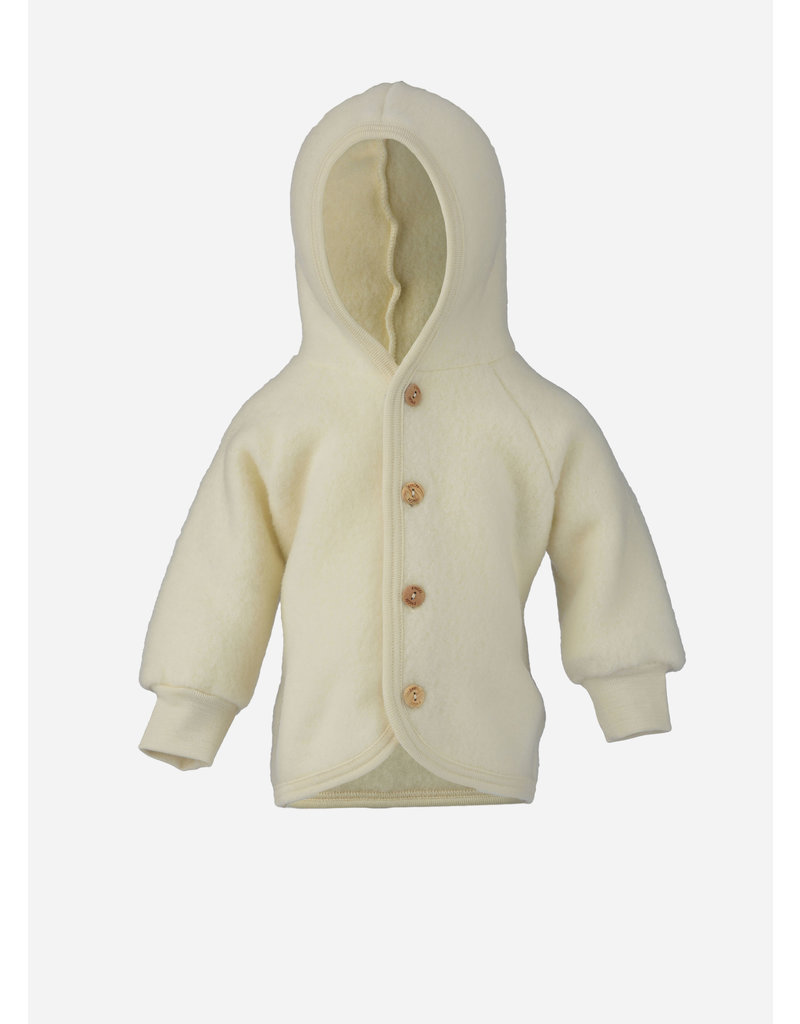 Engel Natur hooded jacket with wooden buttons - natural