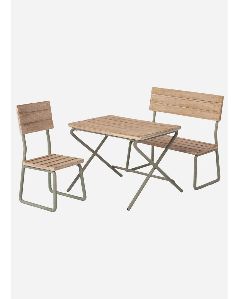 Maileg garden set table with chair and bench