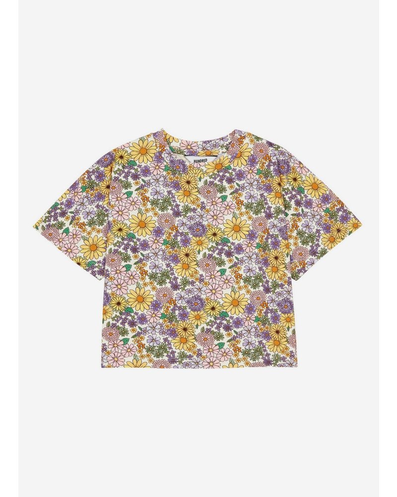Hundred Pieces cropped t-shirt aop flowers  F62004-AC
