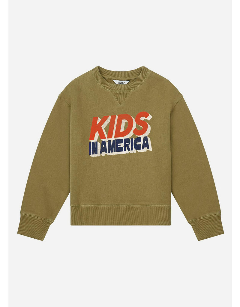 Hundred Pieces kids in america sweatshirt moss green