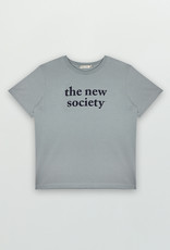 The New Society logo print tee blue grey