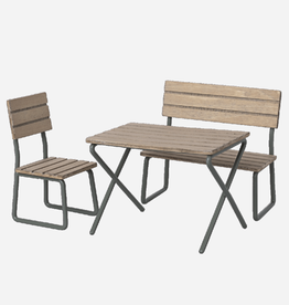 Maileg garden set table with chair and bench mouse