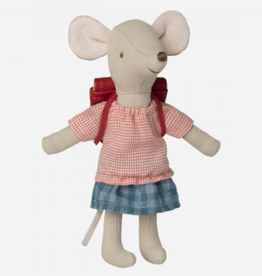 Maileg tricycle mouse - big sister with bag red