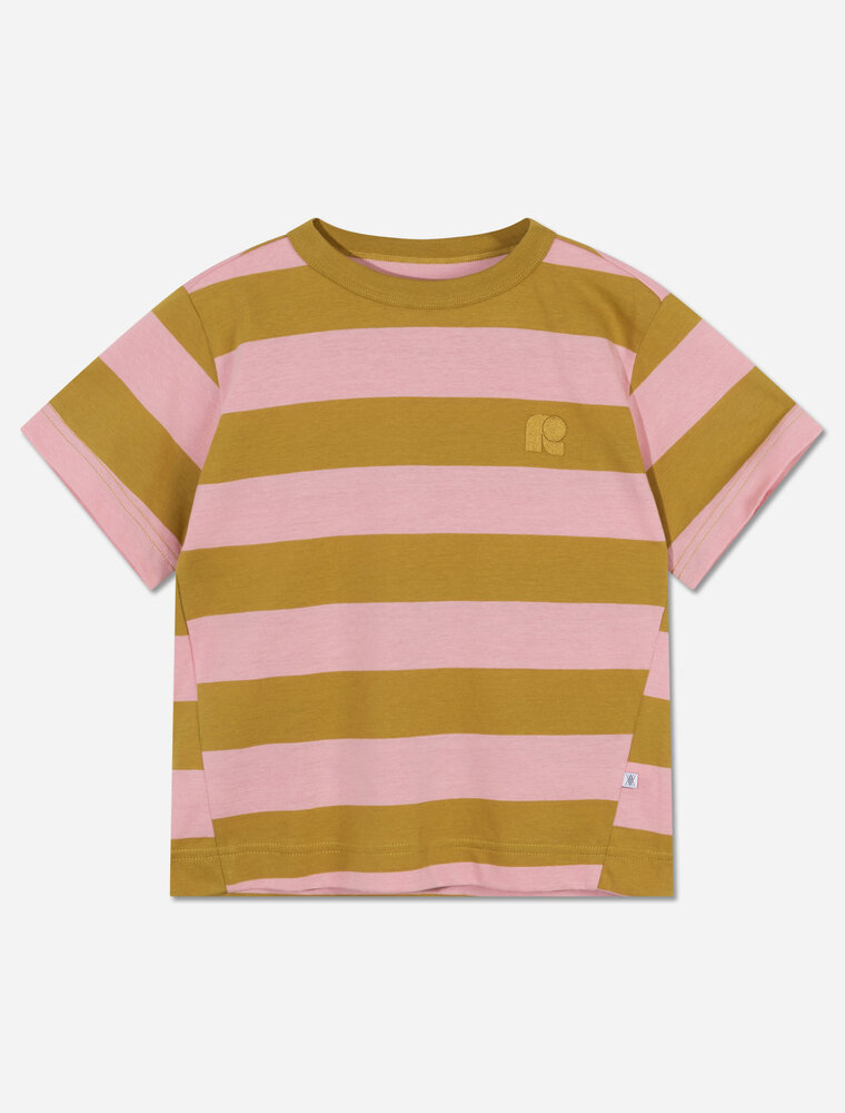 Repose tee shirt golden soft pink block stripe
