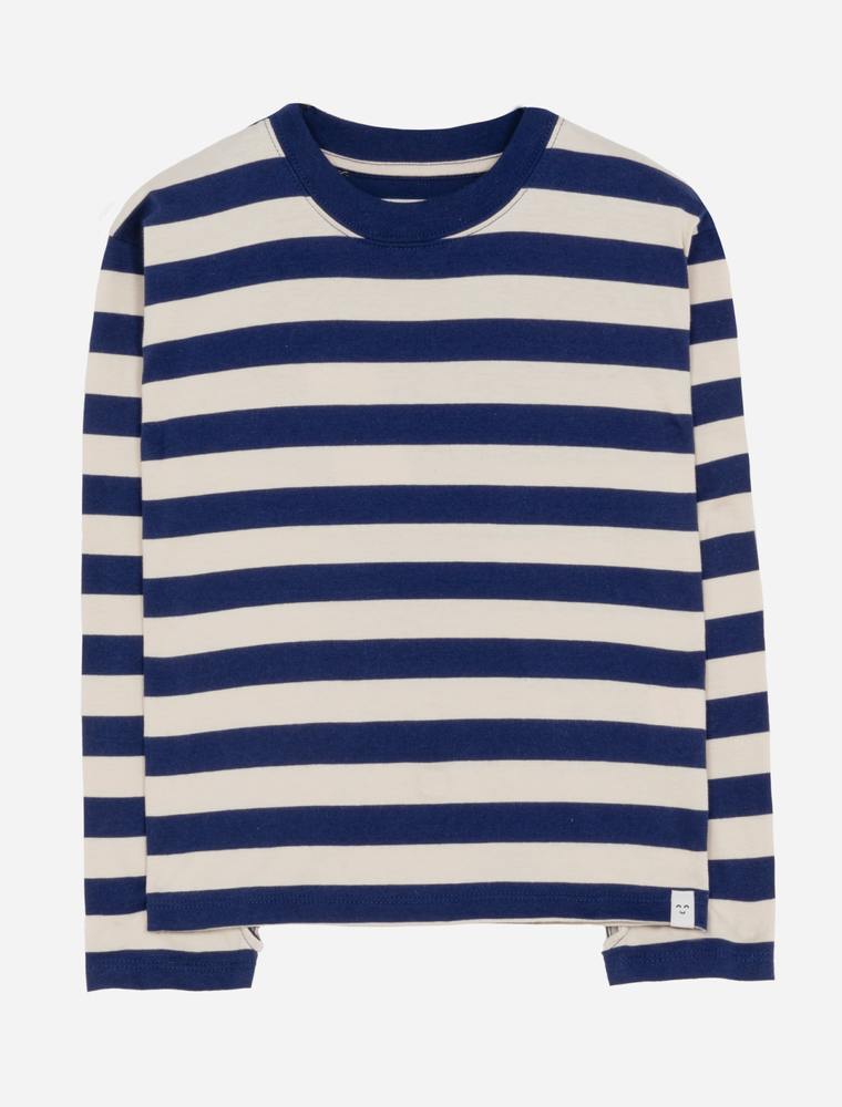 Finger in the nose cardy ink blue stripes long sleeve tshirt