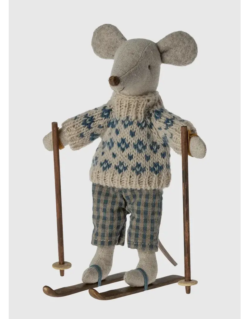 Maileg *winter mouse with ski set dad