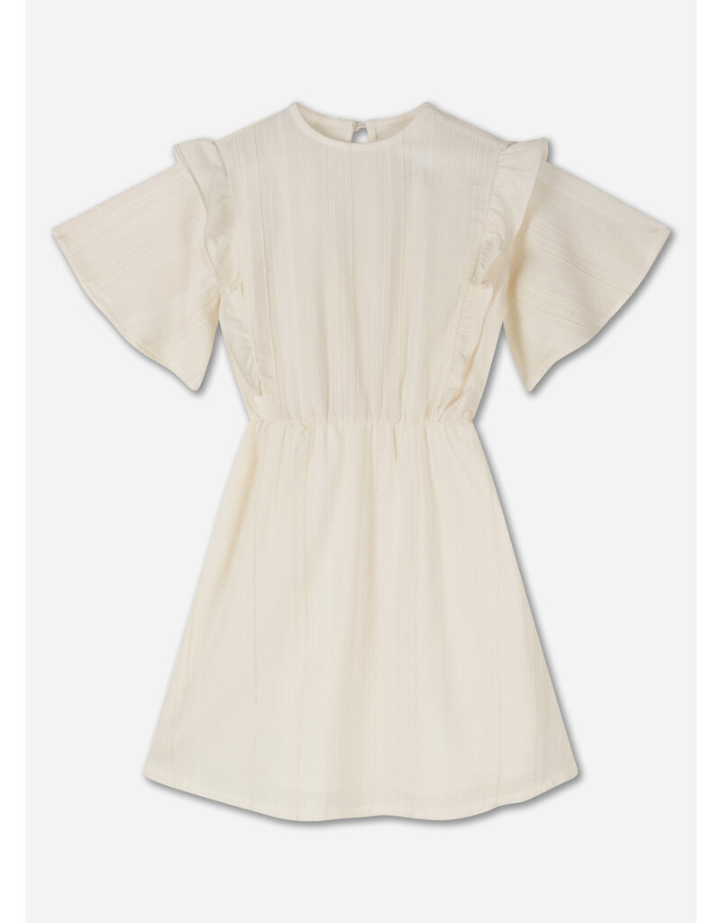 Repose ruffle dress fancy sand white stripe