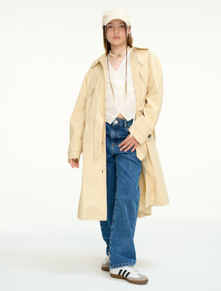 Les Coyotes De Paris coated cotton trench coat straw