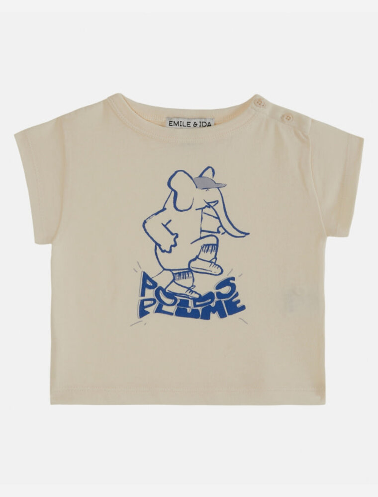 Emile et Ida baby tee shirt imprime place ecru poids plume