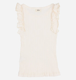 Buho rib ruffle t-shirt talc