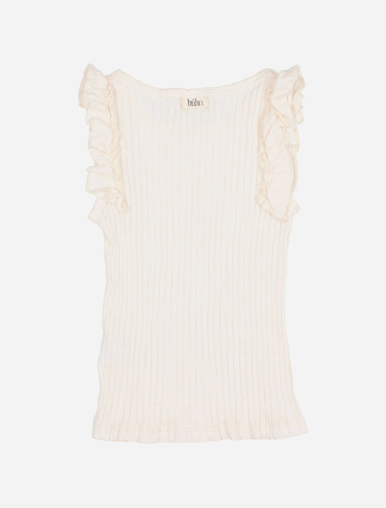 Buho rib ruffle t-shirt talc