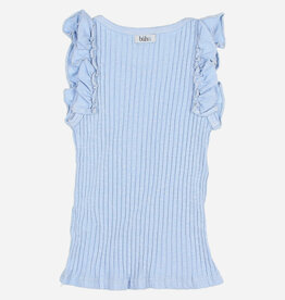 Buho rib ruffle t-shirt placid blue